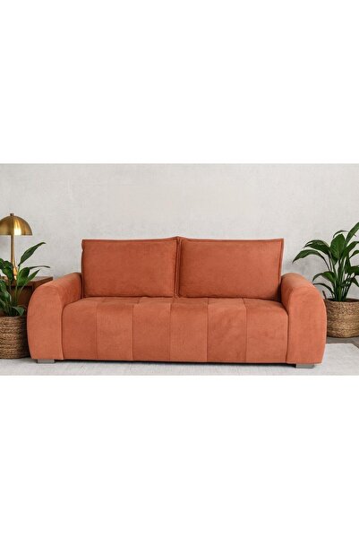 Generic MORA Modern Sofa – Soft Velvet Fabric in Warm Orange – Comfortable De...