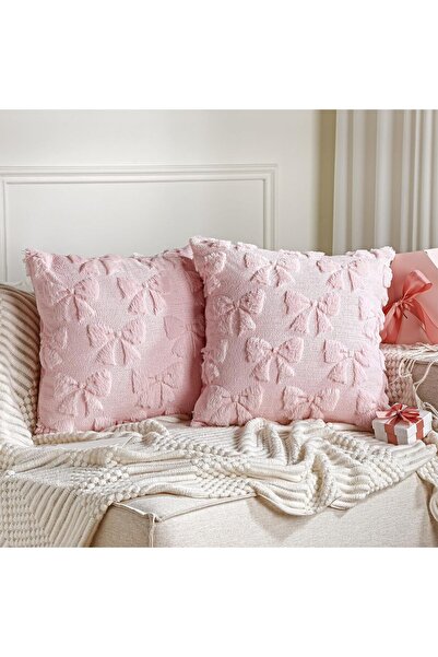 Generic 2Pcs Bow Pillow Covers Set, Coquette Room Decor Cute Faux Fur Soft Co...