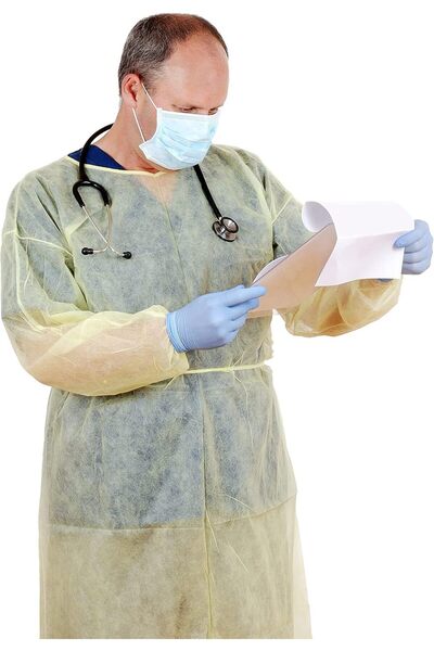 Generic رداء عزل طبي للاستخدام مرة واحدة |   أصفر |   10 قطع |   مقاس واحد ين...