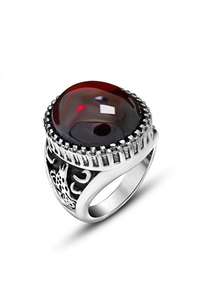 Generic Vintage Red Agate Stone Ring, 925 Sterling Silver Oval Cut, Turkish H...