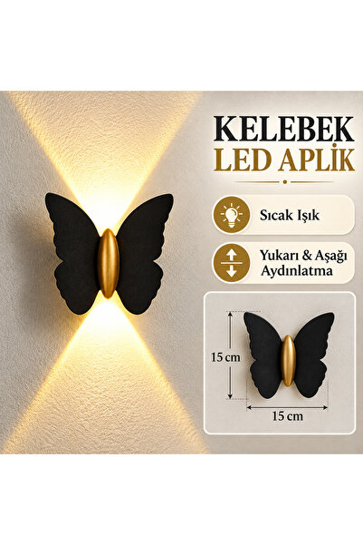 NSL-TEKNOLOJİ Kelebek Tasarımlı LED Duvar Apliği 24 W 220 V 15 x 15 cm