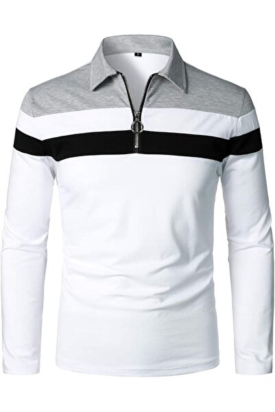 YTDB YTD Men's Long Sleeve Polo Shirts Quarter-Zip Casual Slim Fit Lapel Neck...