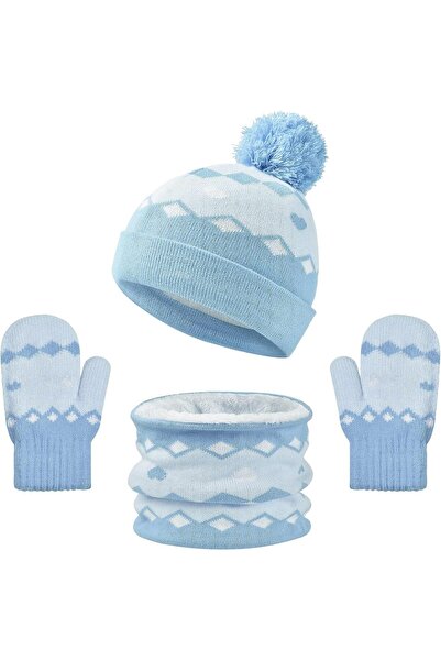 Generic Kids Winter Hat Scarf Gloves Set, Kids Knitted Hat Scarf and Gloves S...