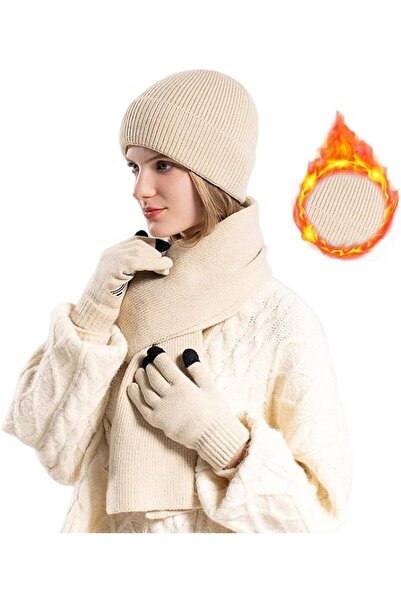 Generic Winter Hat Scarf Gloves Set,Ski Cap Touch Screen Mittens Suit,Soft Wa...