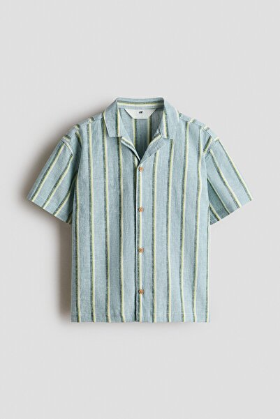 H&M Keten Karışımlı Erkek Yaka Gömlek