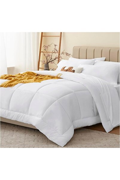 Generic Bedding Comforter Set, 3 Pieces, White Quilted Comforter with 2 Pillo...