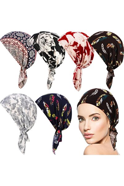 Generic Women Bandana Hats, 6 Pieces Stretch Print Wrap Head Beanies Covers C...