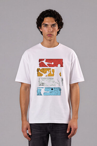 VSRN Tricou oversize alb cu imprimeu frontal Sports Design