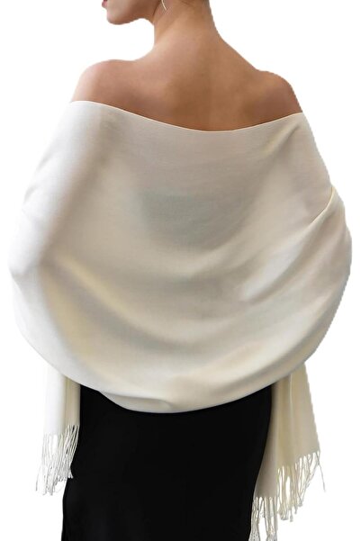 Generic Pashmina Shawl Wraps for Women, Cashmere Feel Blanket Scarves, Cream ...
