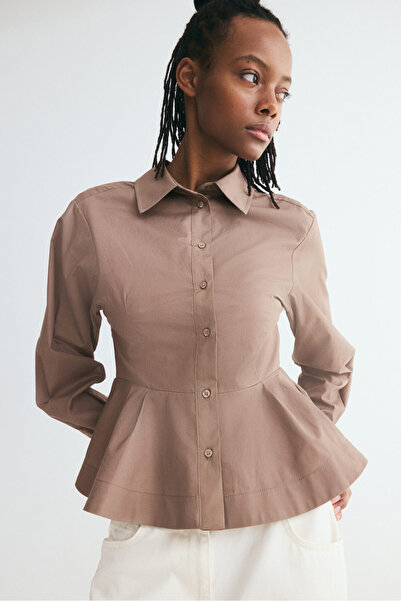 H&M Peplumlu Poplin Gömlek