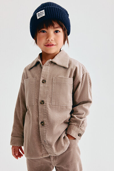 H&M Pamuklu ve Fitilli Kadife Overshirt Gömlek