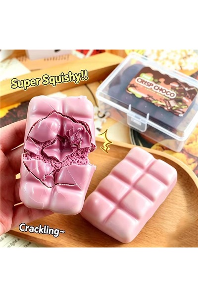 ismega Patlayan Çıtırdayan Pembe Çikolatalı Bal Mumı squish Sukuşi Skuşi Slow Stres atma oyuncağı fidget Butter crispy crips Crisp Choco Crunch Çıtır Sukuşi 1 Adet fiyatıdır