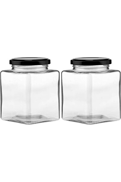 Generic Clear Square Glass Jar with Black Metal Lid | Airtight Storage Contai...
