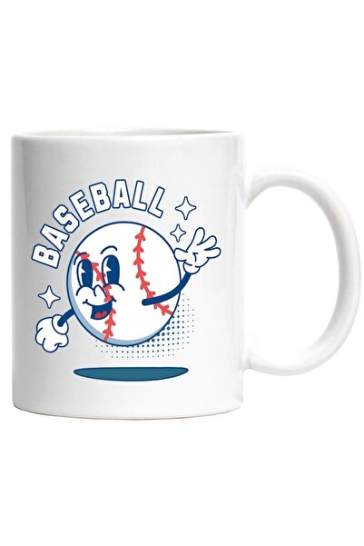 INOVATIX Cana alba personalizata,Minge De Baseball Animata Pe Teren Sport Iub...