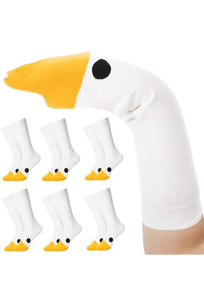 Generic 6 Pairs Funny Goose Head Socks - Novelty Casual Crew Socks, Animals S...