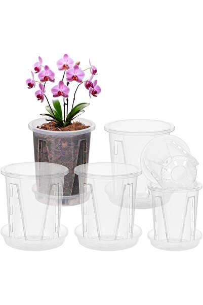 Generic Orchid Pot Set, Clear Plastic Planters with Drainage & Ventilation Ho...