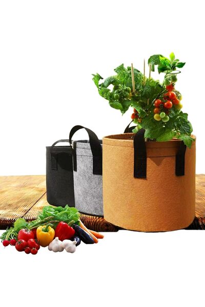 Generic 3-Pack 12-Gallon Heavy-Duty Felt Plant Grow Bags, Indoor & Outdoor Ga...