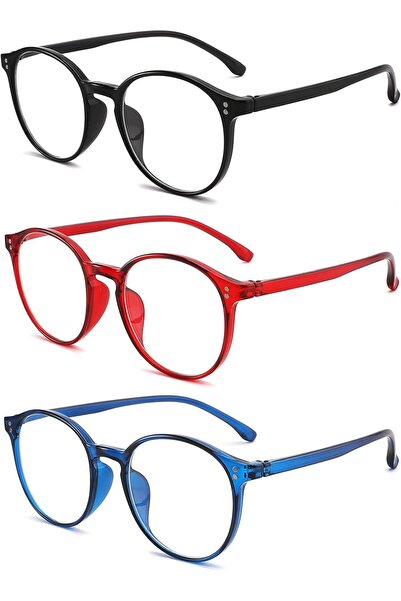 Generic 3 Pack Reading Glasses for women with 3 Colors, Round Eyeglasses, Bla...