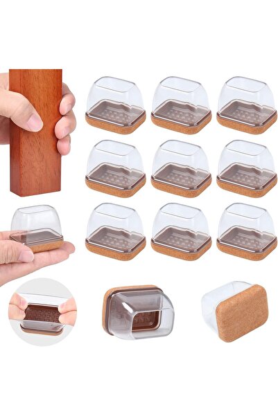 Generic 8 Pcs Rectangle Clear Silicone Chair Leg Floor Protectors with Felt, ...