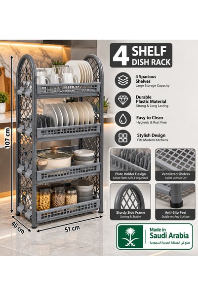 Dove Dish Rack & Storage Organizer Gray Saudi Made