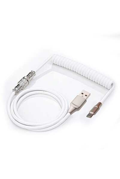 Generic كابل لوحة مفاتيح حلزوني USB-C بطول 1.5 متر، من النوع C إلى USB-A، مزو...