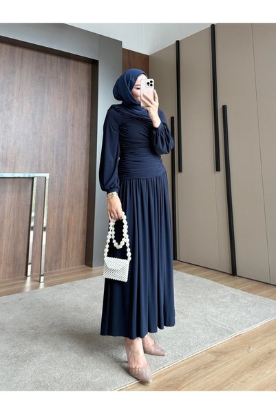 NURQA YANDAN BÜZGÜLÜ SANDY ELBİSE