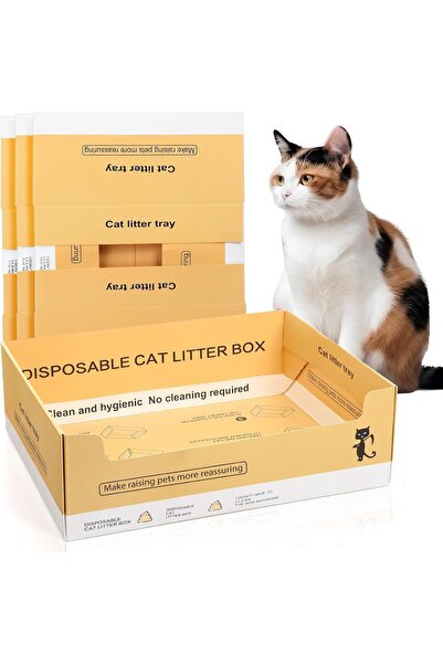 Generic Disposable Cat Litter Box, 5 Pcs Double Layer Foldable Paper Kitty Tr...
