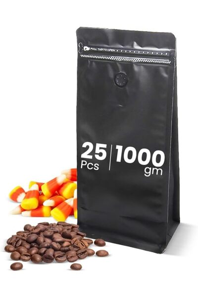 Generic Reusable Black Coffee Pouches with Valve, Moisture-Proof Zipper Bag, ...