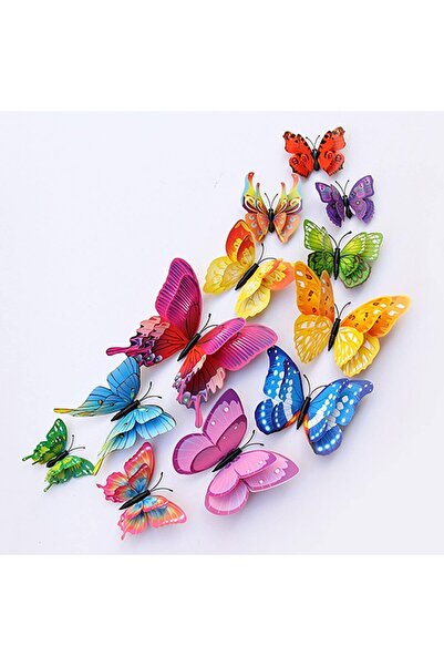 Generic 3d magnetic butterfly stickers 12pcs multicolor - removable wall deca...
