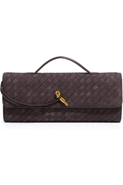 Generic Suede Woven Evening Clutch Purses Women Crossbody Shoulder Hobo Handbag