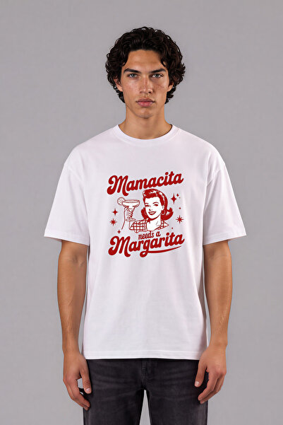 VSRN Μπλουζάκι Mamacita Design με στάμπα μπροστά, λευκό, oversized