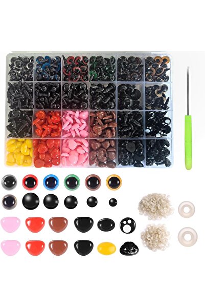 Generic Safety Eyes and Noses for Amigurumi, 6-16 mm Colorful Safety Eyes wit...