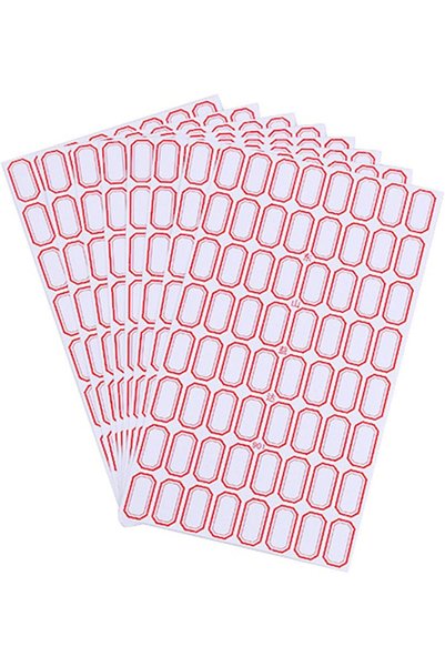Generic 20 ورقة/1280 قطعة ملصقات ذاتية اللصق بيضاء بإطار أحمر مقاس 2.6×1.5 سم...