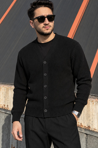 inpool Men's Winter, V-Neck, Regular Fit, 5 Buttons, Basic, Knitwear Knitted ...