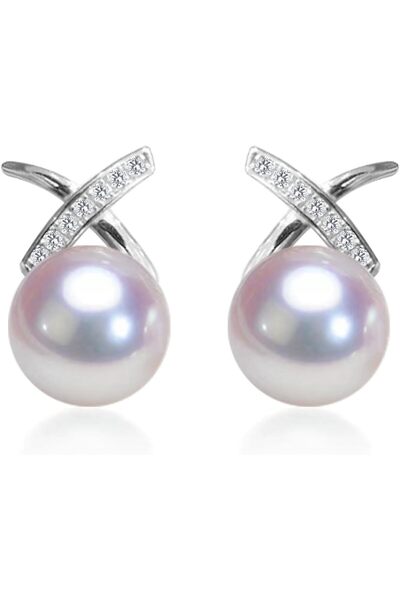 Generic Pearl Earrings for Women Pearl Dangle Earrings,18K White Gold Plated ...