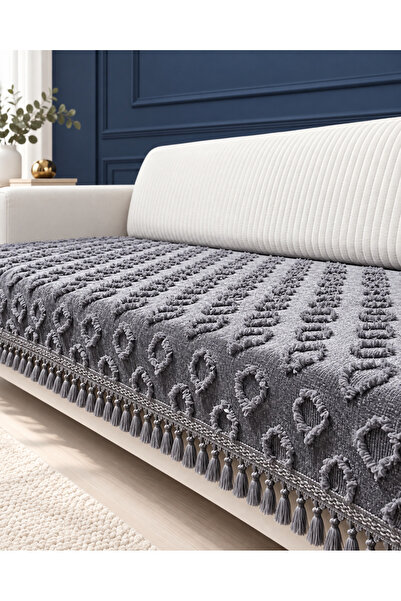 Nest Touch Diva 90x215 cm Kaymaz Bohem Sakallı Koltuk Örtüsü – Püsküllü, Kaba...