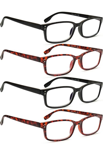 Generic READING GLASSES 4 Pack Spring Hinge Comfort Readers Plastic Includes ...