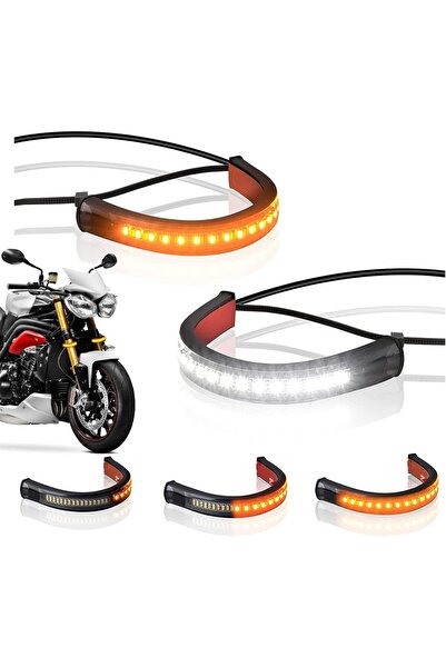 Generic إشارة انعطاف للدراجات النارية، مصباح إشارة انعطاف LED مزدوج (قطعتان)،...