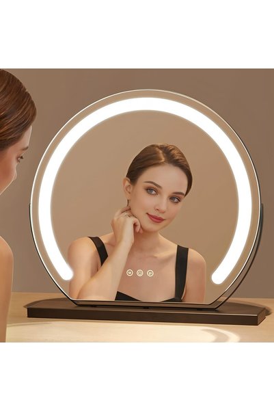 Generic مرآة مكياج كبيرة مع إضاءة، مرآة LED للمكياج مقاس 50×49 سم، 90 °   قاب...