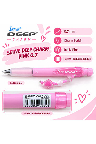 Serve Deep Charm 0.7 mm Versatil Mekanik Uçlu Kalem – Charm Aksesuarlı Renk S...