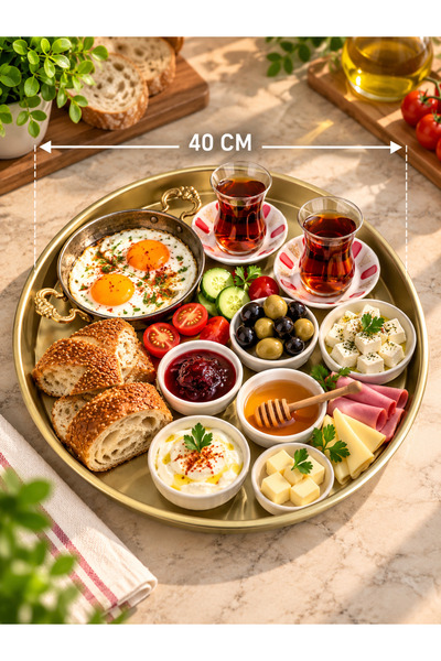 Arsimo 40 Cm Metal Tepsi | Kahvaltı Ve Sunum Tepsisi | Gold | Krom | Siyah | ...