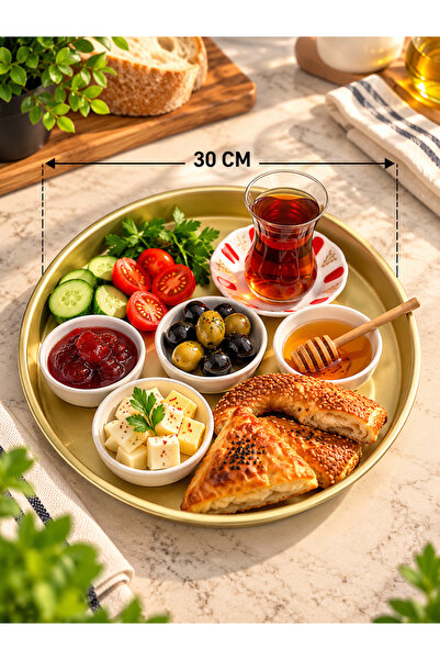 Arsimo 30 cm Metal Tepsi | Gold | Siyah | Lacivert | Krom | Kahvaltı Ve Sunum...