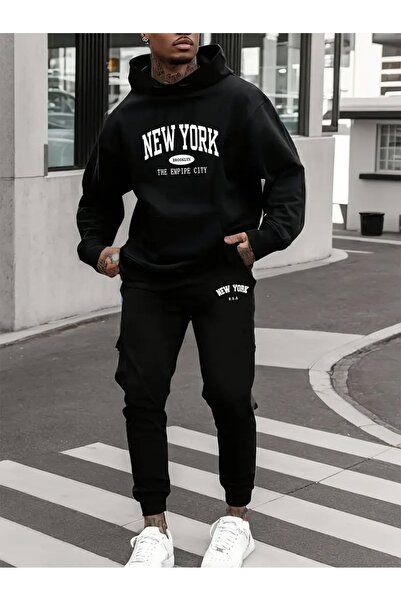 Vordevia Unisex Women's - Men's New York Printed 3 Threaded Threaded Bottom a...