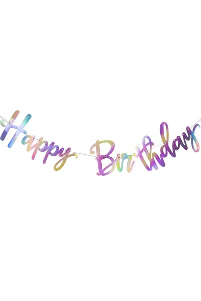 Generic Shiny Happy Birthday Banner Sign, Iridescent Happy Birthday Banner, I...
