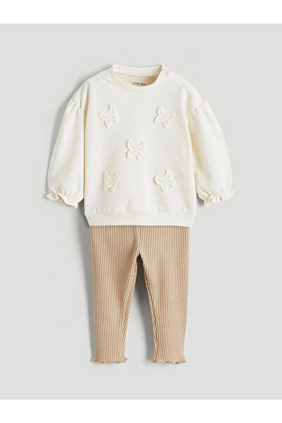 LC Waikiki Crew Neck Baby Girl Sweatshirt and Leggings