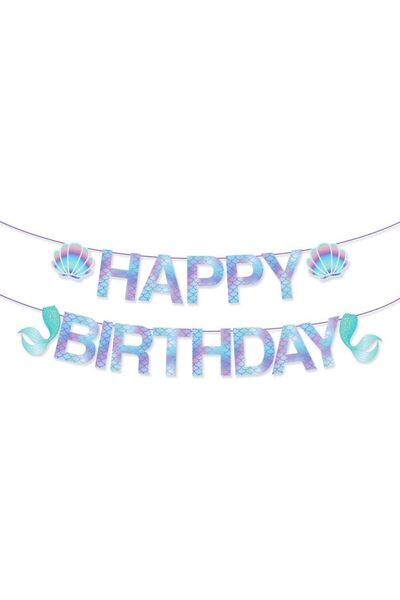 Generic Happy Birthday Banner Mermaid Pre-assembled, Mermaid Birthday Decorat...