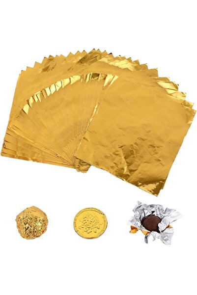 Generic 500 قطعة من أغلفة الحلوى الذهبية، أغلفة شوكولاتة مربعة مقاس 3.1 × 3.1...