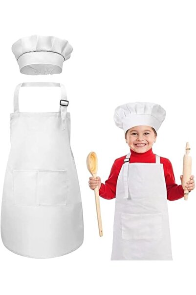 Generic Kids Apron and Chef Hat Set For Cooking, Adjustable Cotton Child Apro...