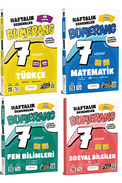 Günay Yayınları 7. Sınıf Bumerang Türkçe + Matematik + Fen + Sosyal 40 Haftal...