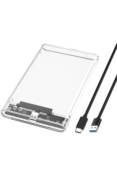 Generic غلاف قرص صلب USB-C شفاف مع محول من النوع C إلى SATA، متوافق مع أقراص ...